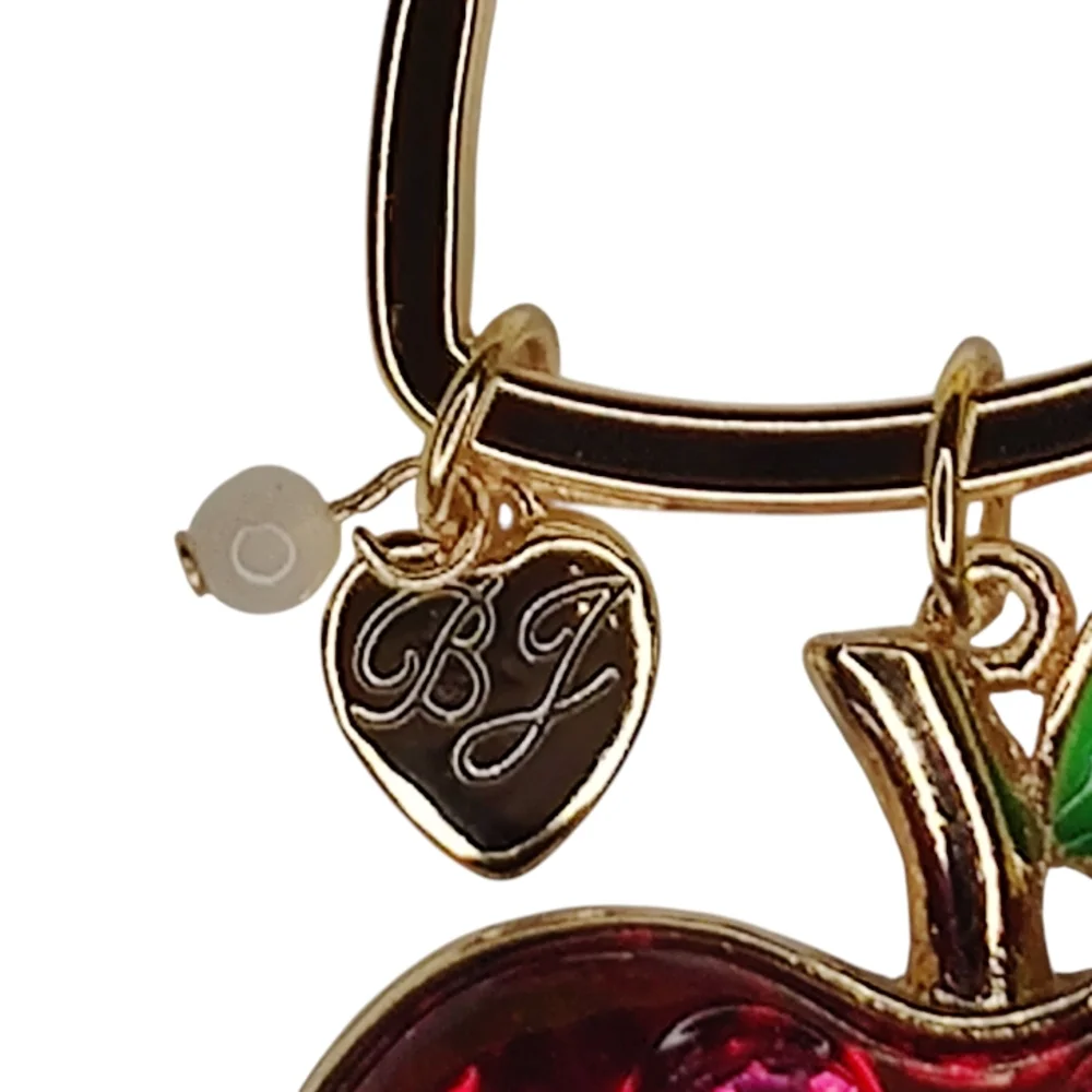 Betsey Johnson Red Apple Rhinestone Accented Bag Charm Keychain